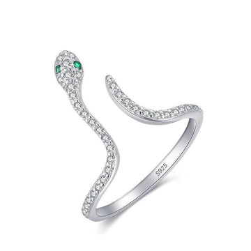 Adjustable Snake Design Silver Trendy Clear AAAA Simulated Diamonds Dazzling Open Size Female Rings Jewellery - The Jewellery Supermarket